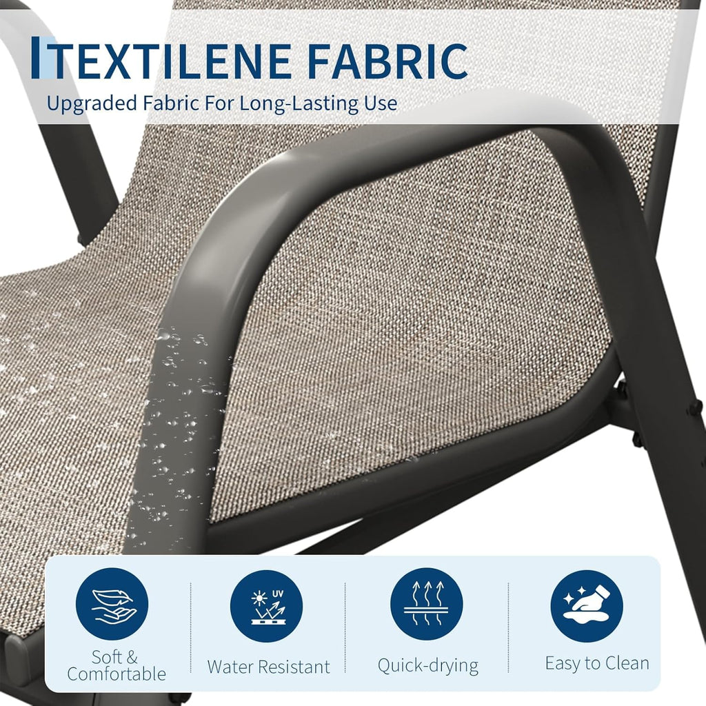 Outdoor Patio Chairs Set of 4, Stackable Dining Chairs with Breathable Textilene, All Weather Metal Frame Deck Chairs, High Back Outdoor Seating for Backyard, Lawn, Garden, Balcony, Poolside