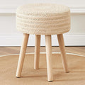 Cpintltr Round Ottoman Footstool Foot Stool Pouf Ottomans with Solid Wood Legs Hand Weave Hyacinth Footrest Step Stool for Living Room Balcony Garden Natural Hyacinth Seagrass